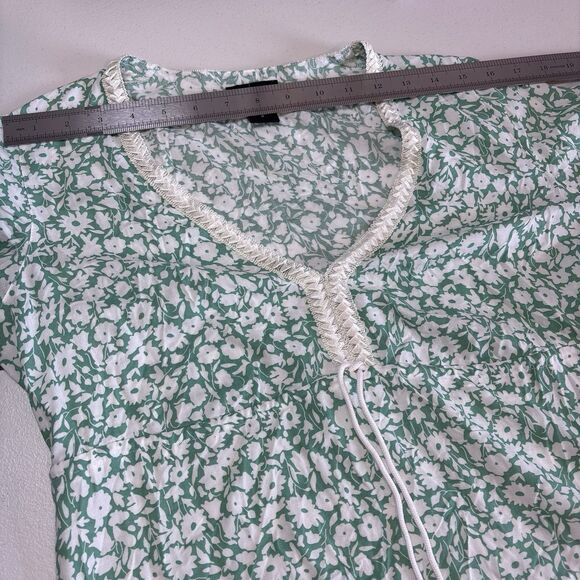 MODA International Women Dress Small Long Sleeve Floral Mint Green& White Lace - Picture 10 of 14